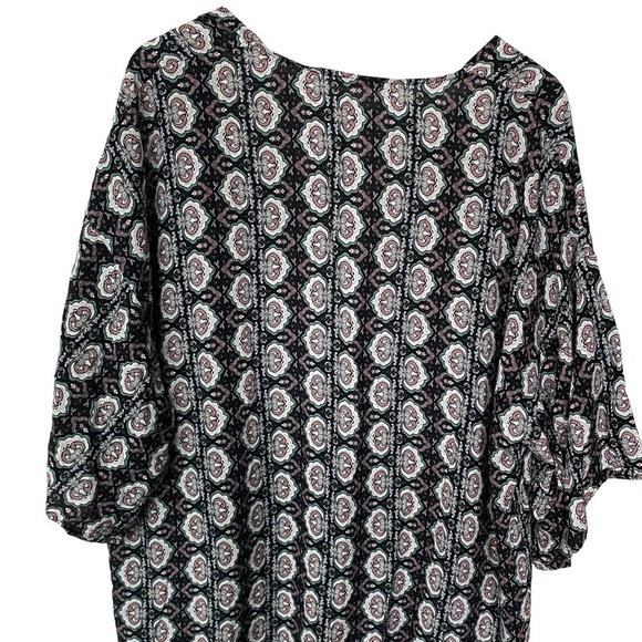 ⚡️ LAST CHANCE MARKDOWN !⭐Boho Fringe Kimono Size Medium Black Print Womens Top - Picture 6 of 11